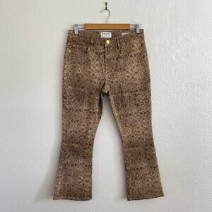FRAME Le Crop Mini Boot Snake Print Jeans in Vanilla‎ Multi Size 28